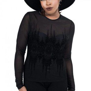 Madeline Black Mesh Top Killstar Size L